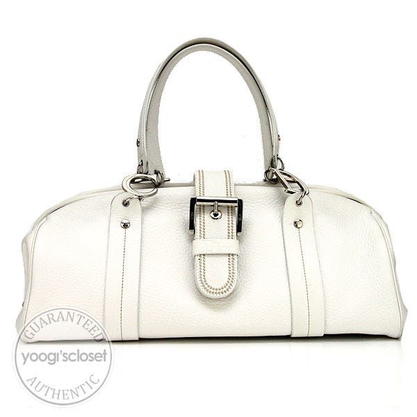 Dior White Leather Day Tote Bag