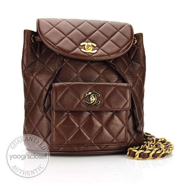 Chanel Brown Quilted Lambskin Backpack Bag