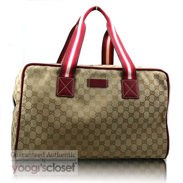 Gucci Beige GG Fabric Carryall Duffel Bag