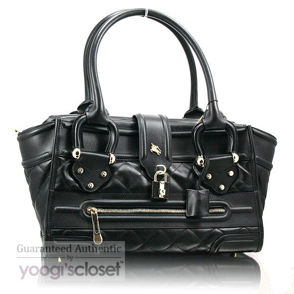 Burberry Black Quilted Leather Large Manor Tote Bag