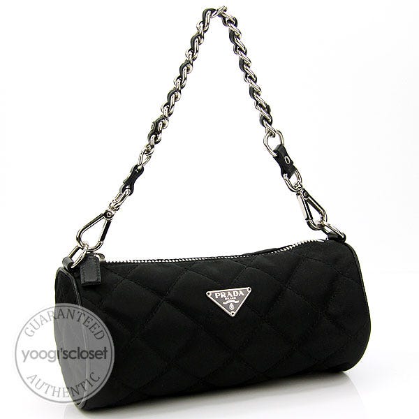 Prada Black Nylon Quilted Pochette Bag 1N1118 - Yoogi's Closet