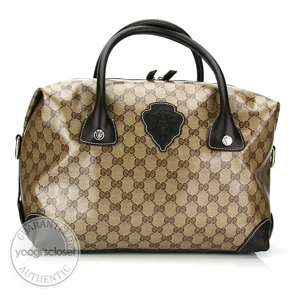 Gucci Beige/Ebony Crystal GG Blazon Boston Bag