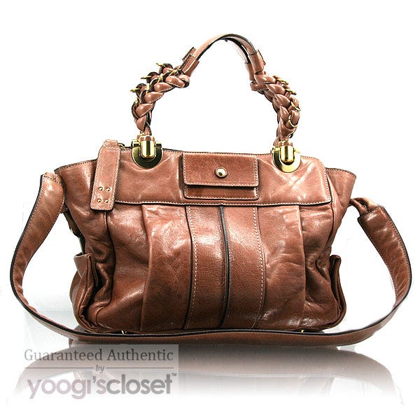 Chloe Brown Leather Heloise East-West Satchel Bag