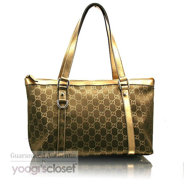 Gucci Gold GG Fabric Medium Abbey Shoulder Bag
