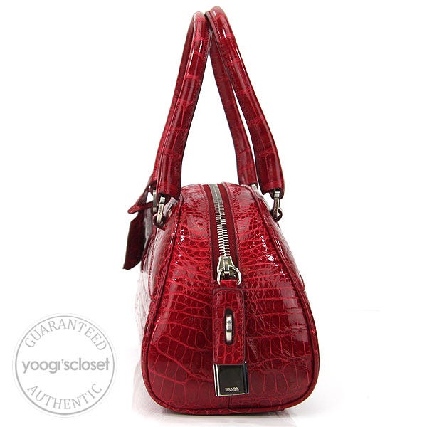 Prada red cheap crocodile bag