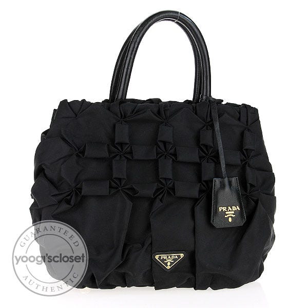 Prada Black Barolo Tessuto Nylon Pleated Shopping Tote Bag BN1701 - Yoogi's  Closet