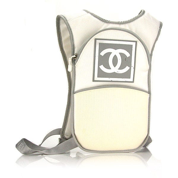 Chanel White Nylon Sport Flat Backpack Bag