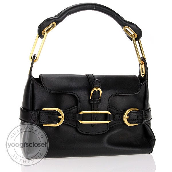 Jimmy Choo Black Leather Tulita Small Flap Hobo Bag