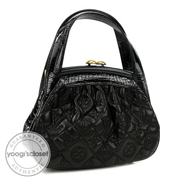 Louis Vuitton Limited Edition Monogram Vienna with Alligator Black Sac Fermoir PM Bag