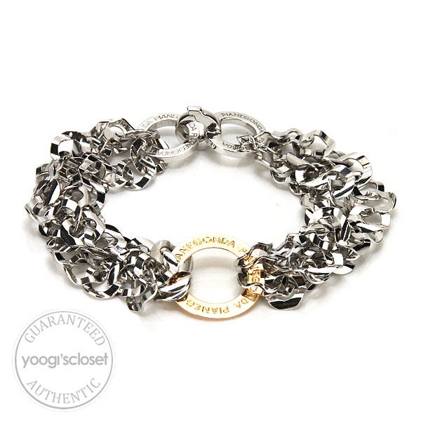 Pianegonda Silver w/18k Gold Multi-Chain Glitter Bracelet