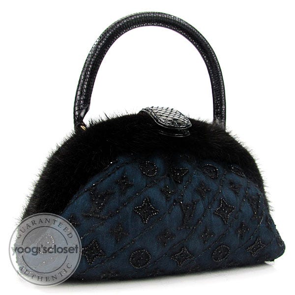 Louis Vuitton Limited Edition Mink Petrole Quilted Monogram Chiffon Demi Lune MM Bag