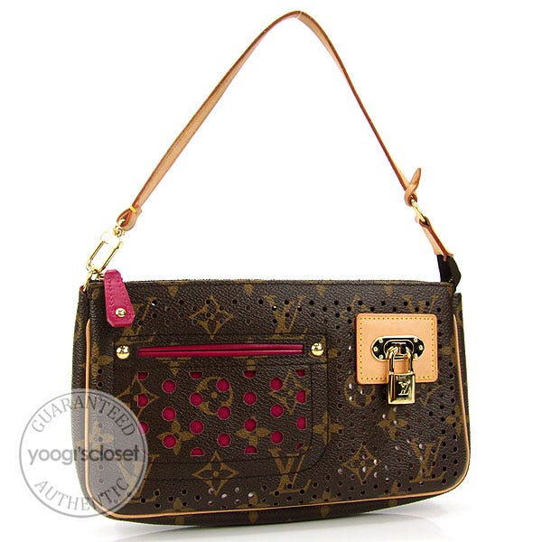 Louis Vuitton Limited Edition Monogram Perforated Fuscia Accessories Pochette Bag