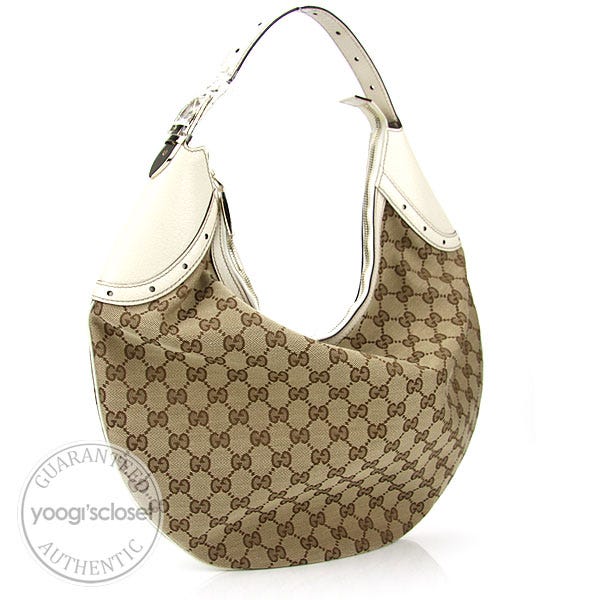 Gucci Beige/Ebony GG Fabric Canvas Hobo Bag