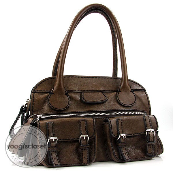 Chloe Brown Leather Edith Multipocket Satchel Bag