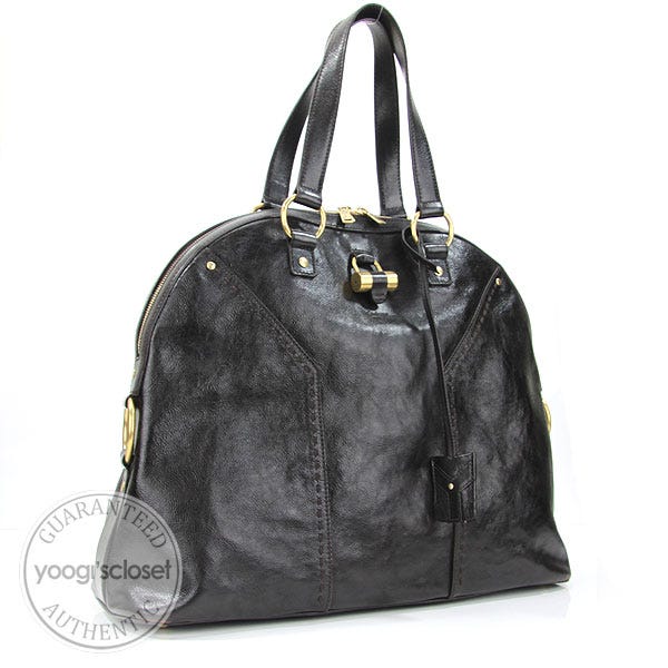 Yves Saint Laurent Dark Brown Leather Oversized Muse Bag