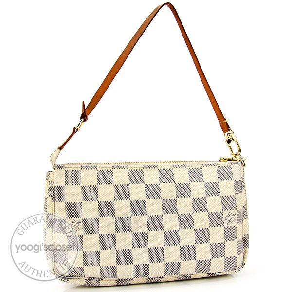 Authenticated Used Louis Vuitton Damier Azur Pochette Accessoires N51986  Bag White 