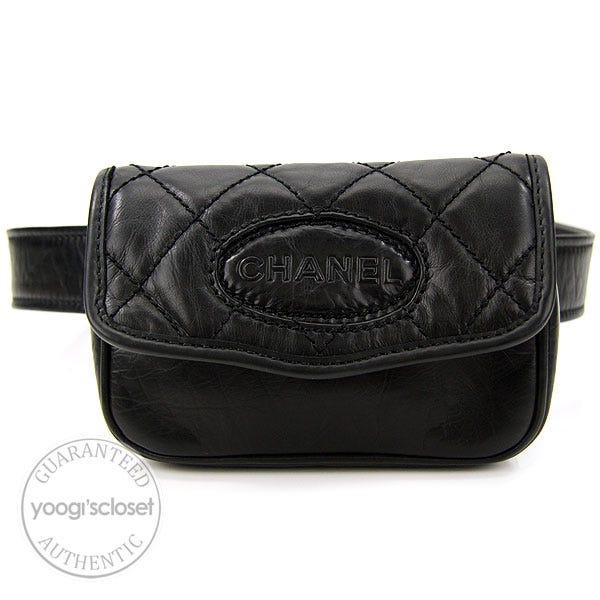 Black Quilted Lambskin Belt Bag