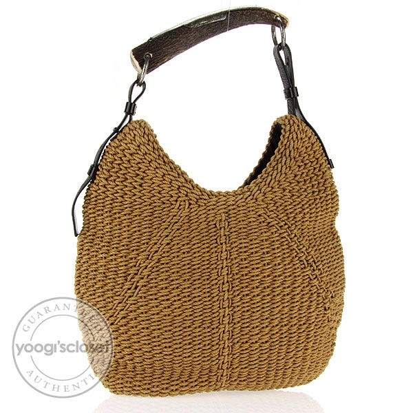 Yves Saint Laurent Tan Woven Rope Mombasa Horn Bag