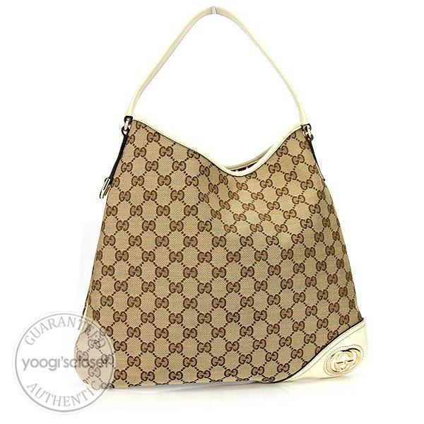 Gucci Beige/Ebony GG Fabric New Britt Hobo Bag - Yoogi's Closet