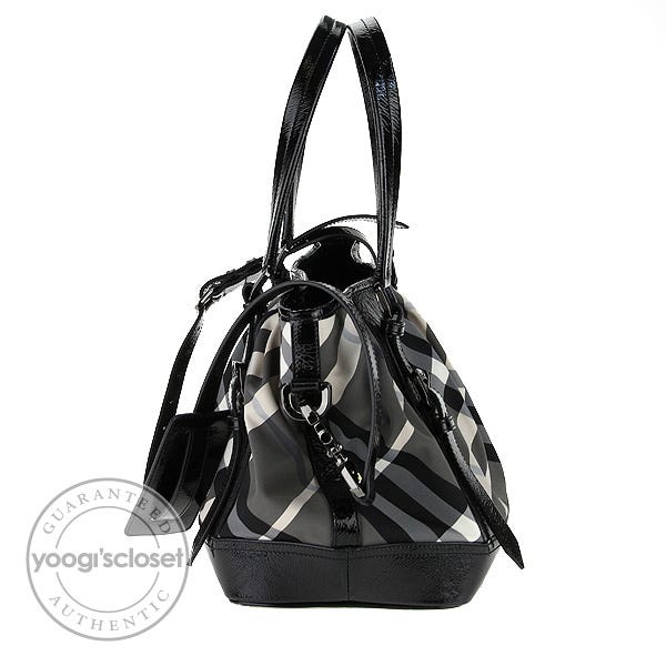 Burberry Black/Grey Nylon Check Large Tote Bag - Yoogi's Closet