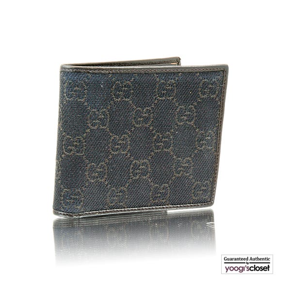 Gucci Dark Brown  Monogram Fabric 6-Slot Bi-fold Wallet