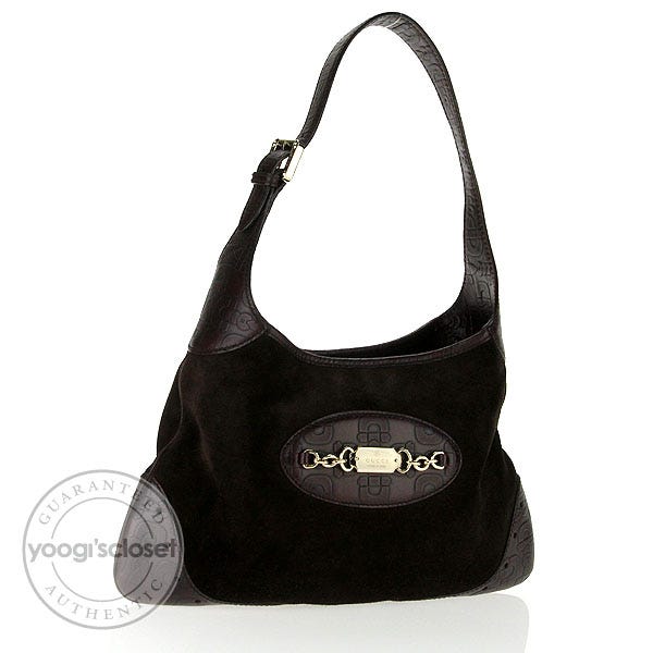 Gucci Brown Suede Horsebit Small Hobo Bag
