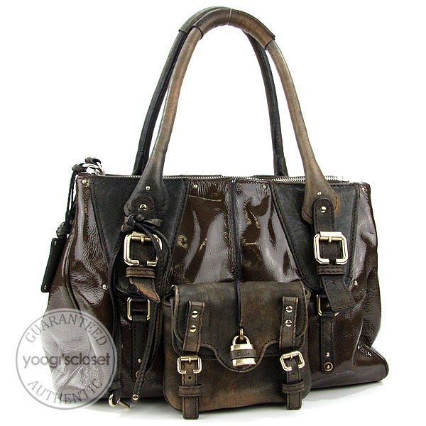 Chloe Ardoise Patent Leather Tote Bag