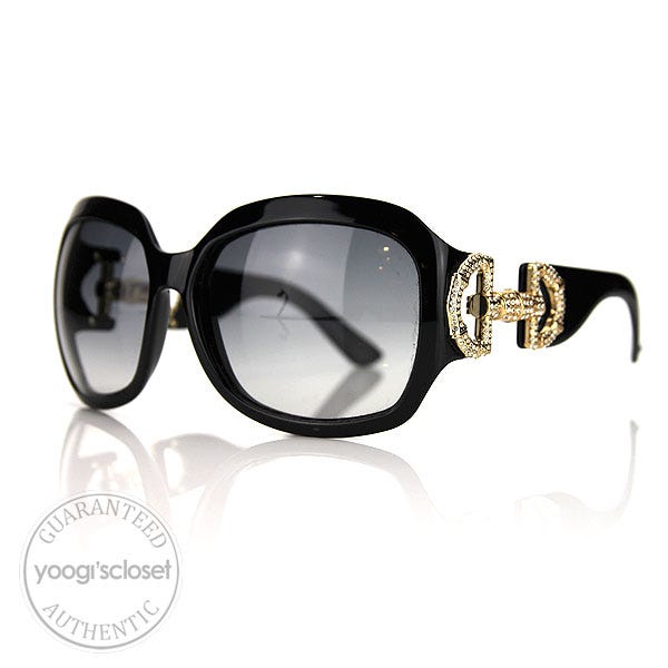 Gucci Rhinestone Su Gucci Black Rhinestone Horsebit Sunglasses 3017/S | Yoogi's Closet