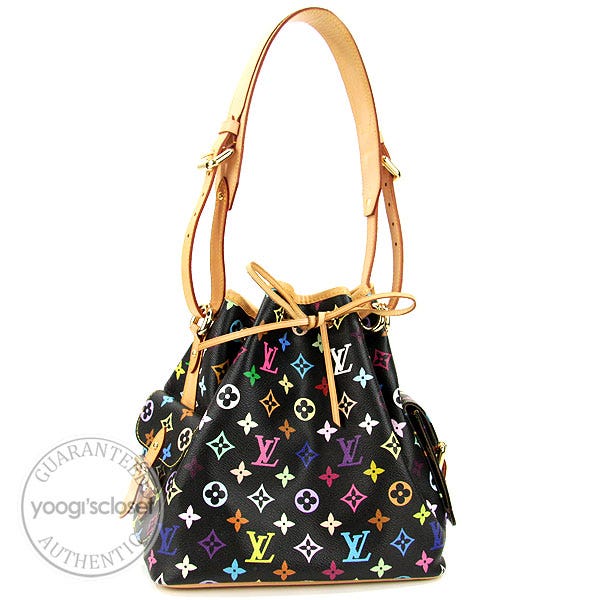 Louis Vuittion Black Monogram Multicolore Petit Noe Bag