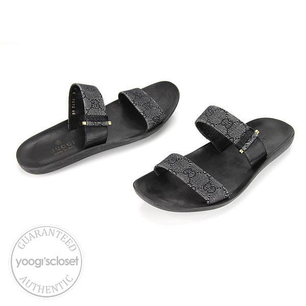 Gucci Navy GG Fabric Sandals Size 7