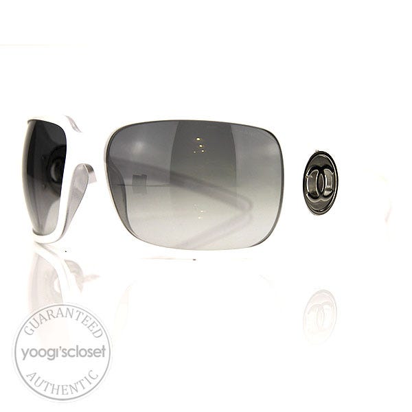Chanel White Metal CC Logo Sunglasses 6023