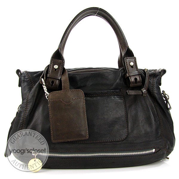 Chloe Washed Black Lambskin Tekla Medium Shoulder Bag