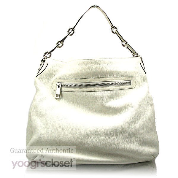 Marc Jacobs White Calfskin Leather Large Shoulder Bag