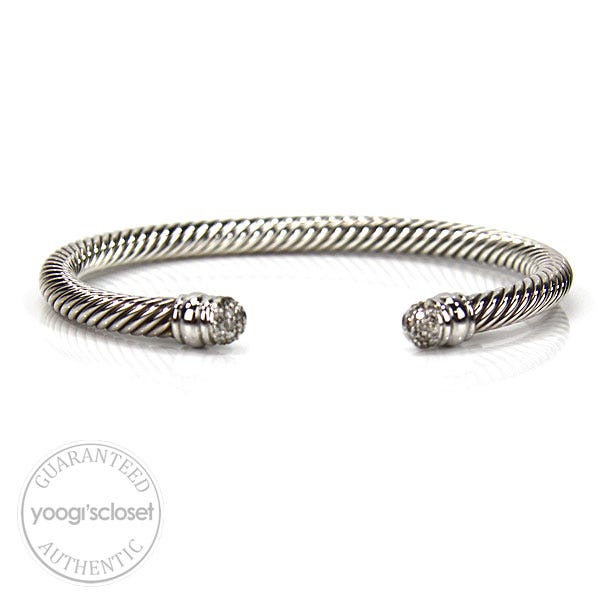 David Yurman 18K Gold/Silver with Diamonds 5mm Ice Cable Bracelet