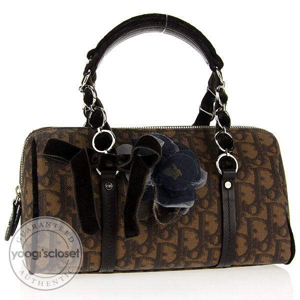 Christian Dior Trotter Romantique Floral Bow Small Boston Bag