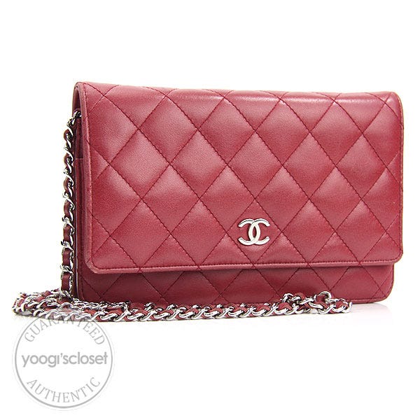 Chanel Red Quilted Lambskin Wallet-Clutch