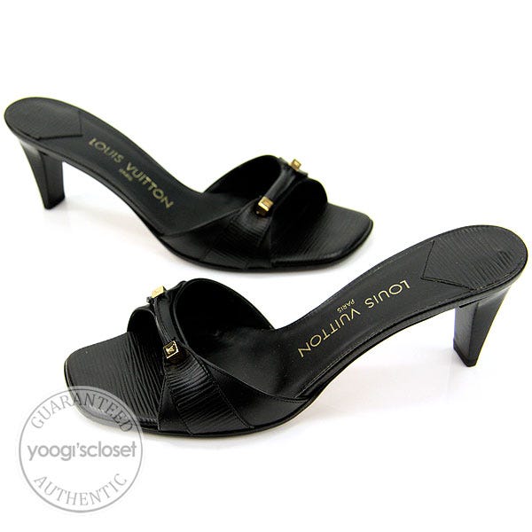 Louis Vuitton Black Epi Leather Mules Size 7