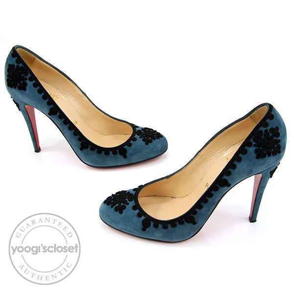 Authentic Christian Louboutin Black Solid Suede Shoes on sale at