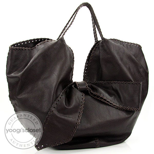 Valentino Garavani Dark Brown Whipstich 360 Large Bow Hobo Bag