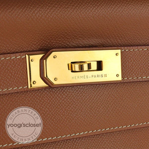 Hermes 40cm Gold Epsom Leather Gold Hardware Kelly Bag - Yoogi's Closet