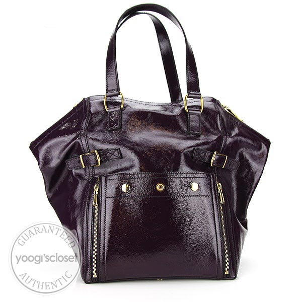Yves Saint Laurent Purple Patent Leather Downtown Large Tote Bag