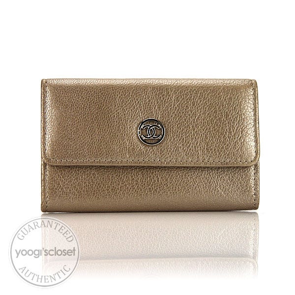 Chanel Gold Leather Key and Card Holder - Yoogi's Closet