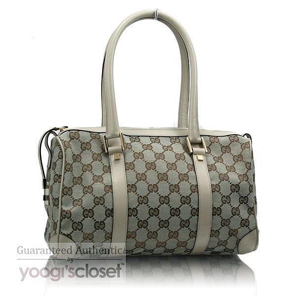 Gucci Light Grey GG Fabric Boston Bag