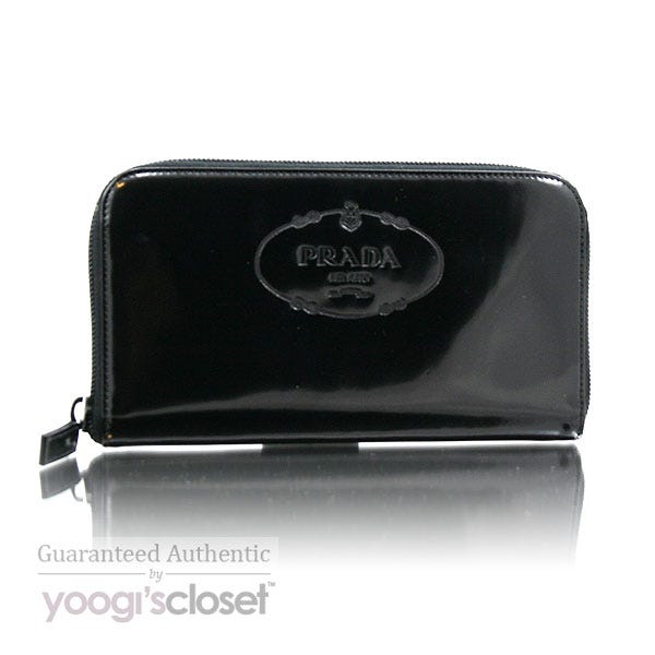 Prada Black Leather Spazzolato Marc Long Wallet 1M0506