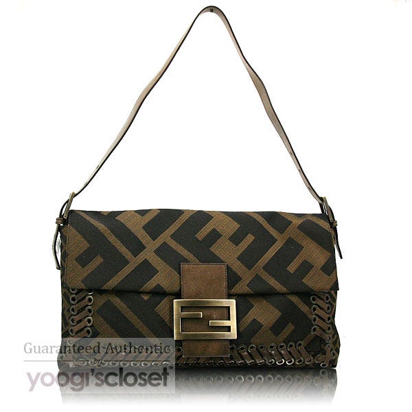Fendi Tobacco Zucca Large Baguette Laced Bag - 8BT137
