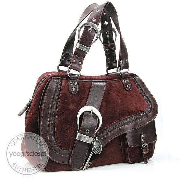 Christian Dior Prune Suede Gaucho Zip Tote Bag