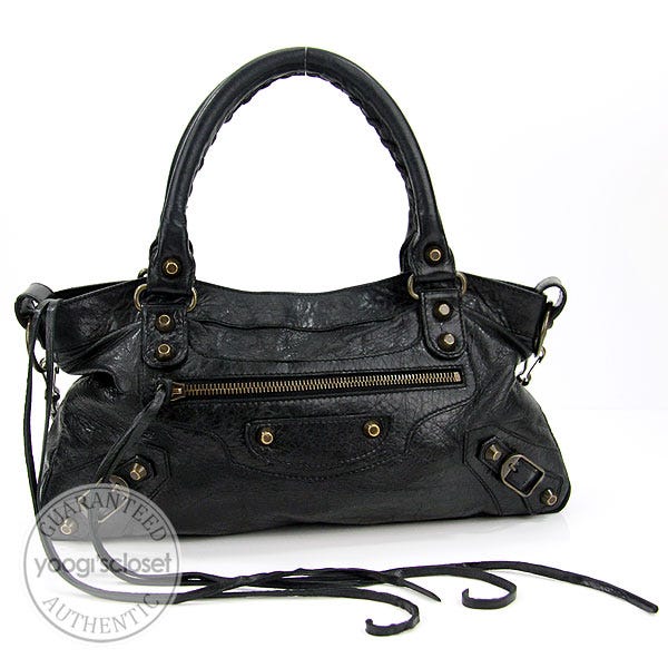 Balenciaga Black Leather Le Dix First Motorcycle Bag