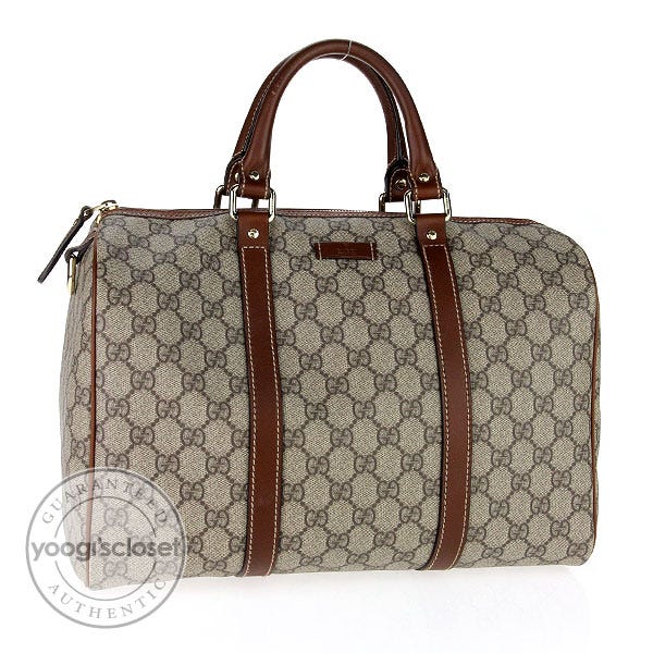 Gucci Beige/Brown Coated Canvas Joy Medium Boston Bag