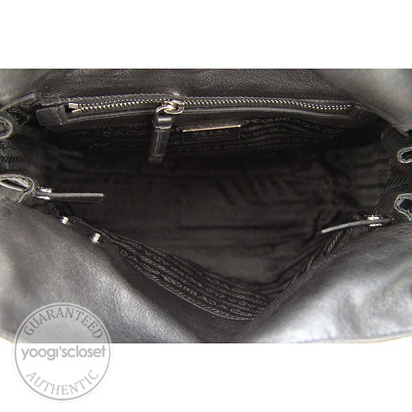 Prada Black Leather Foldover Small Shoulder Bag BR3307 - Yoogi's