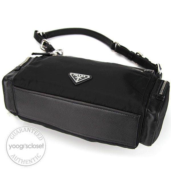 Prada Black Leather Foldover Small Shoulder Bag BR3307 - Yoogi's